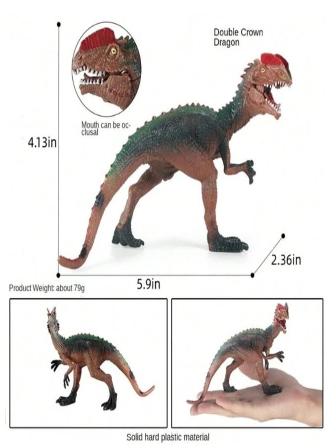 FUNFOB Dinosaur Toy Figure Width -21cm Dilophosaurus Dinosaur Toys for Kids & Adults PVC Multicolour | Red Horn Green Back SML - Image 4